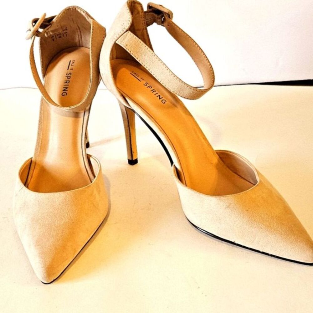 Call It Spring Tan Nude Heeled Sandals Dress Shoes 9 - Picture 3 of 11
